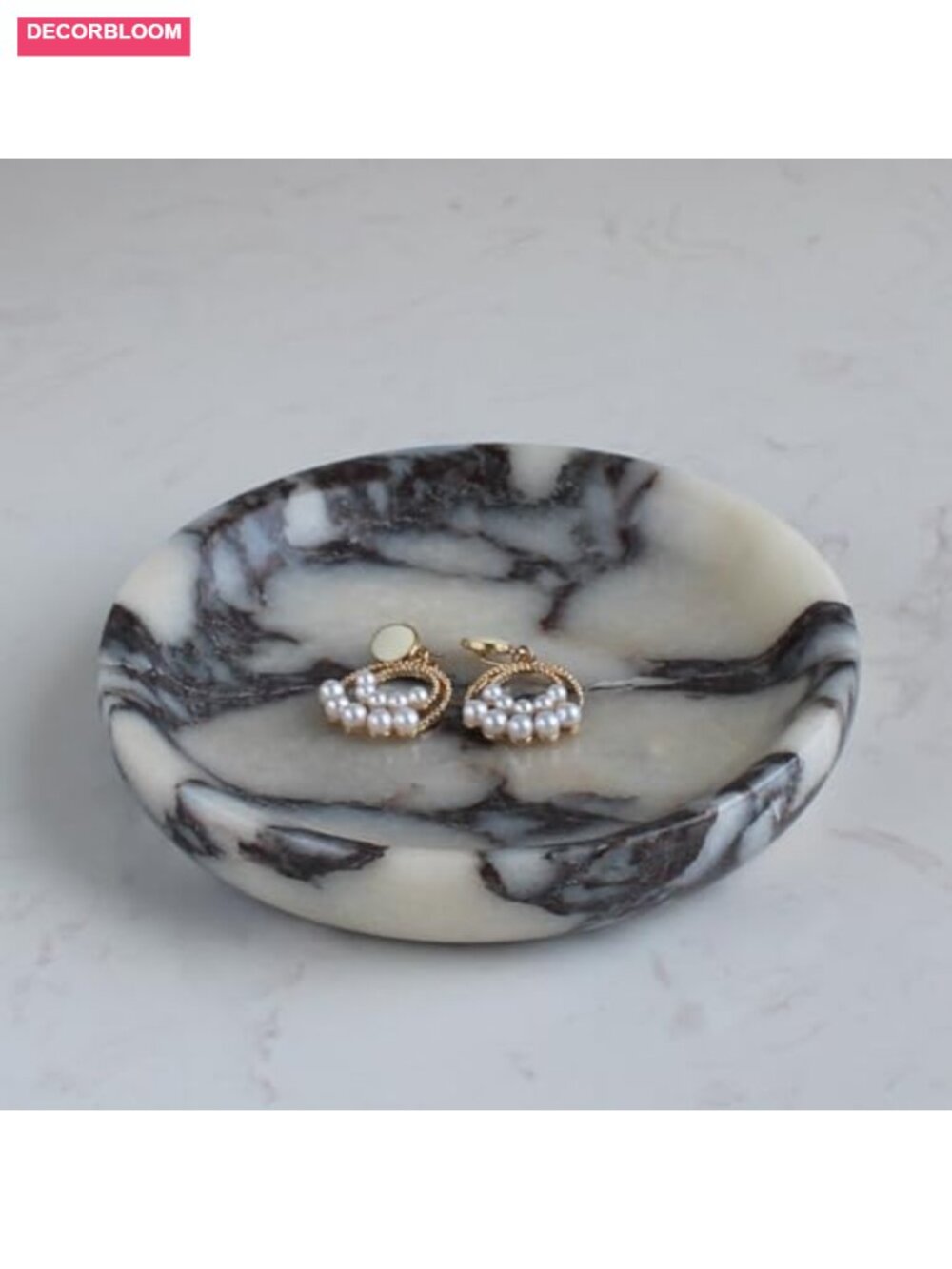 Natural Travertine Marble Jewelry Dish 5.5" Trinket Dish For Ring Earring